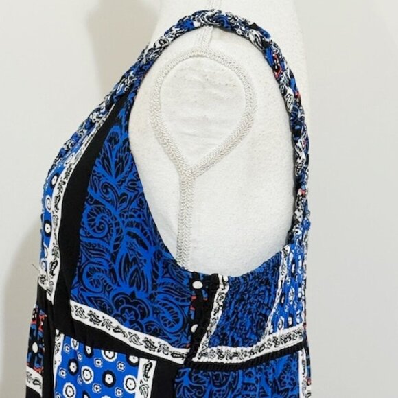 Style & Co Blue Multi Paisley Sleeveless Maxi Dress Braided Straps Size L - Picture 4 of 7